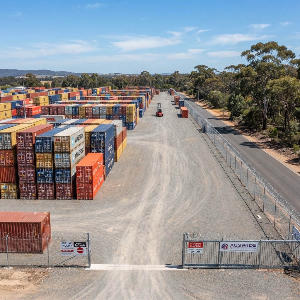 Shipping container on a hardstand